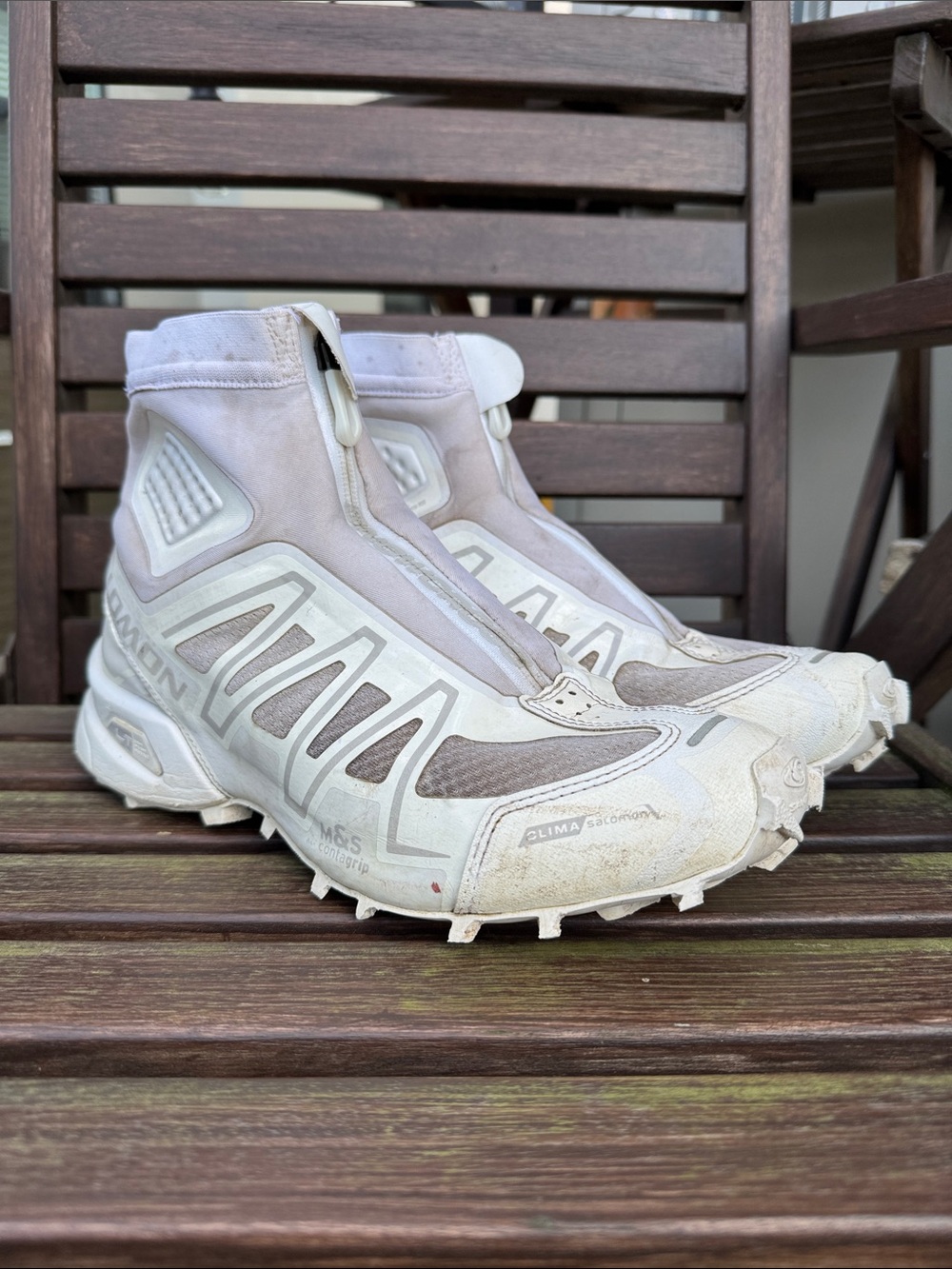 Salomon Snowcross White Trail Running shoes with Integrated Gaiter